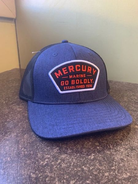 Mercury Go Boldly Patch Cap Trucker Hat in navy