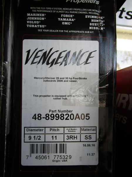 NEW Mercury Vengeance Propeller 48-899820A05