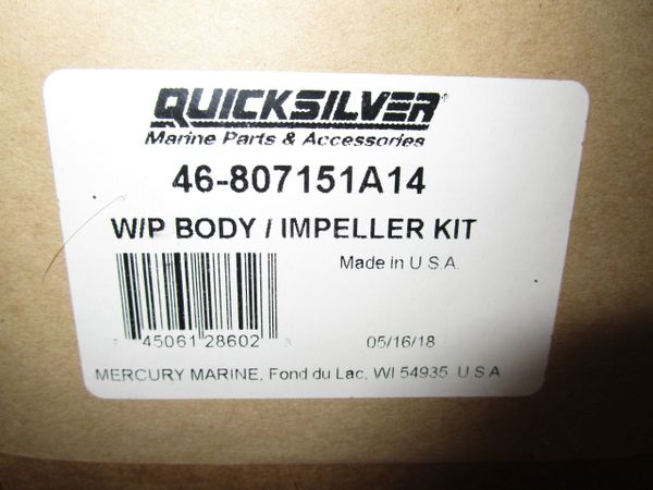 NEW Quicksilver water pump body impeller kit 46-807151A14