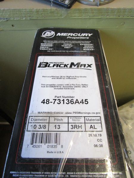 NEW Mercury Black Max 13 pitch propeller 48-73136A45