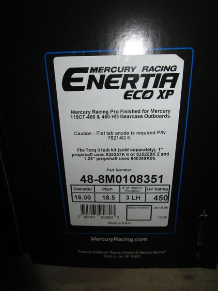 New Mercury Enertia Eco XP 48-8M0108351 18.5 Pitch LH