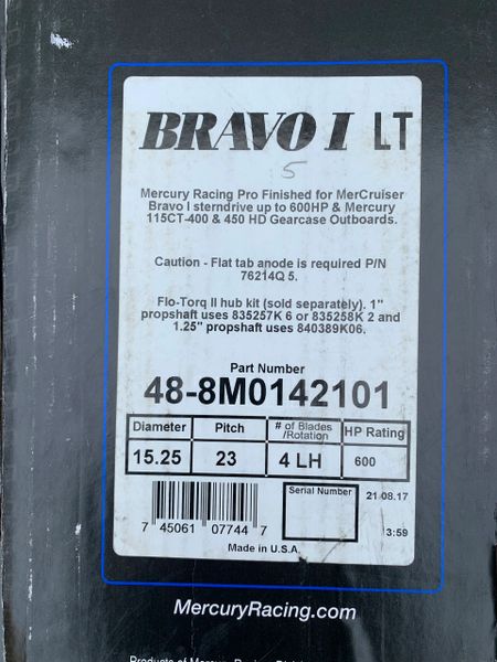 New Mercury Bravo I LT 48-8M0142101 23 pitch