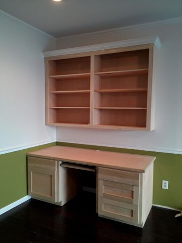 One of a set of twin desks and bookshelves