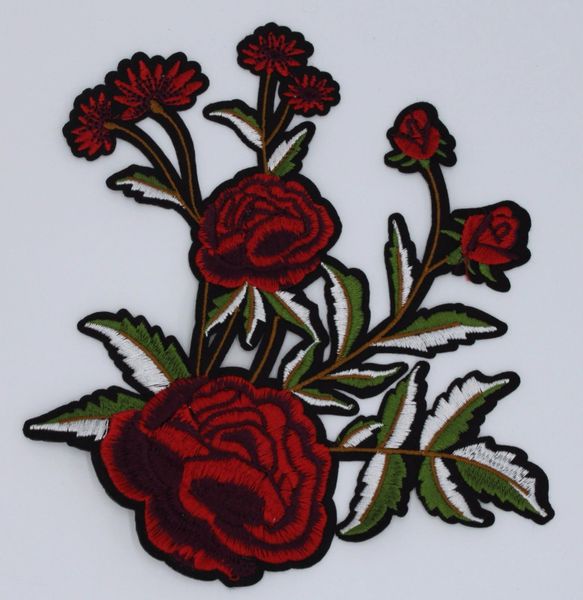 Embroidery Patch: Growing Red Flowers