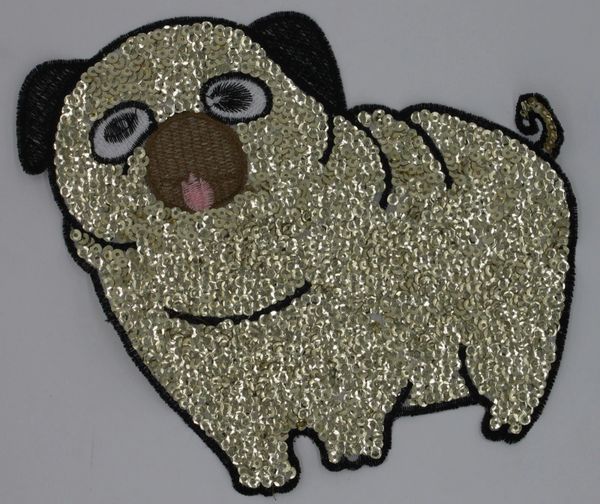 Sequin and Embroidery Patch: Golden Pug