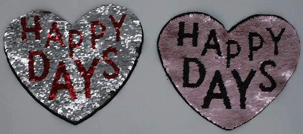 Happy Days Heart: Reversible Sequin Patch