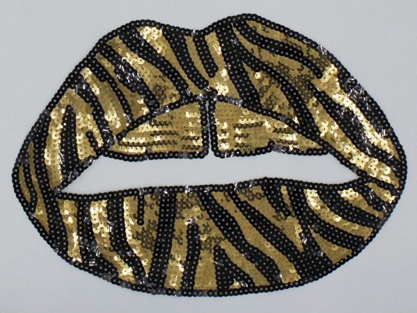 Gold "Zebra" Lips: Sequin Patch