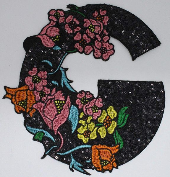 Flowery G: Embroidery and Sequin Patch