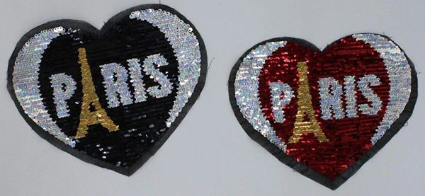 Flippable Paris Heart Sequin Patch