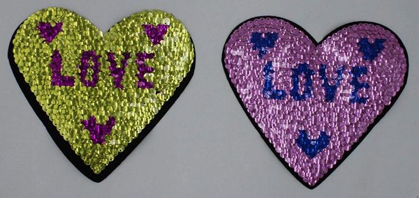 Flippable Yellow/Purple Love: Sequin Patch