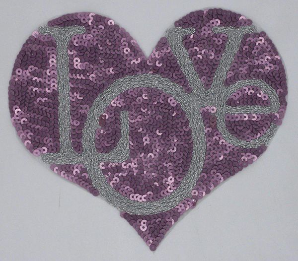 Purple Heart of Love: Sequin Patch