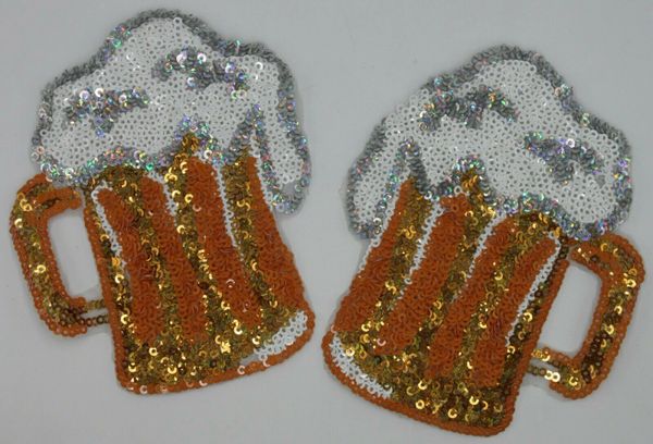 Sequin Patch: Cheers Beer Mugs