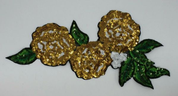 Sequin Patch: Gold Roses