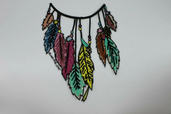 Sequin and Embroidery Patch: Blind for Love Feather Collar