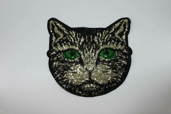 Sequin Patch: Green Eyed Cat