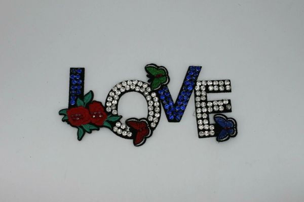 Embroidery and Rhinestones Patch: Love with Flowers and Butterflies