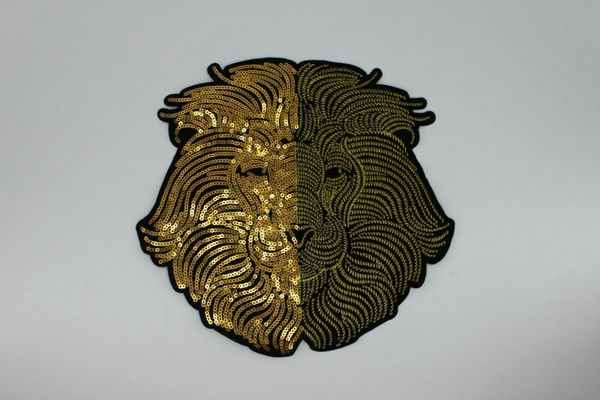 Sequin Patch: Two Faced Gold Lion