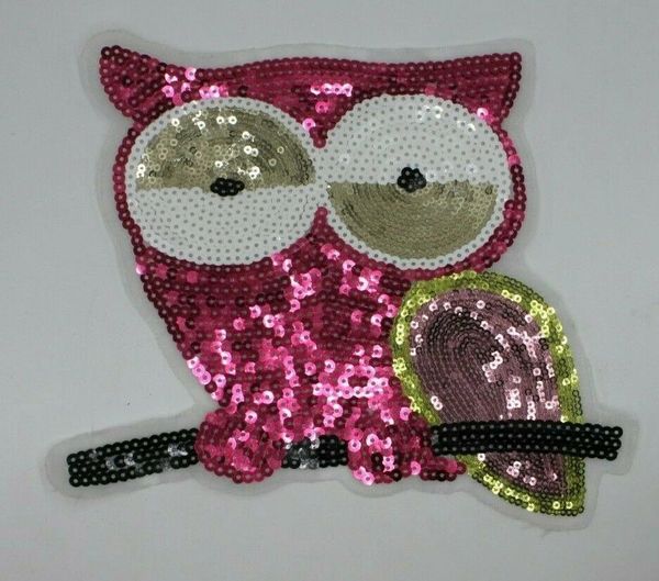 Sequin Patch: Pink Owl