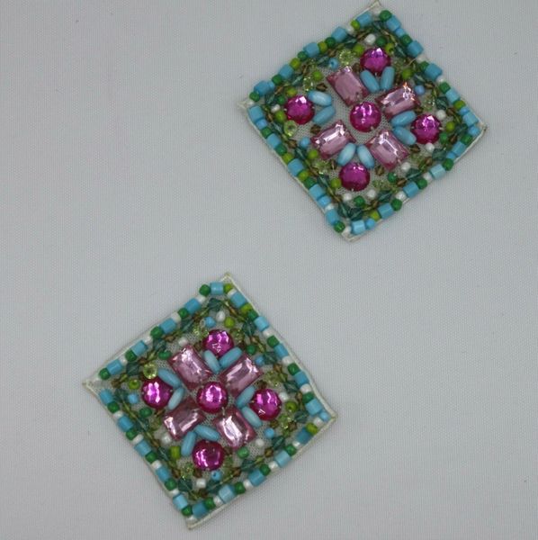 Beaded Patch: Colorful Square (Set of 2)