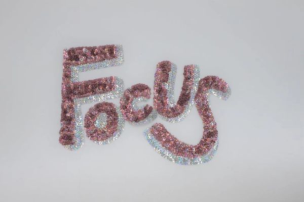 Sequin Patch: Pink and Silver "FOCUS"