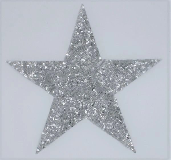 Sequin Patch: Large Silver Star