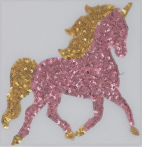 Sequin Patch: Pink and Gold Unicorn