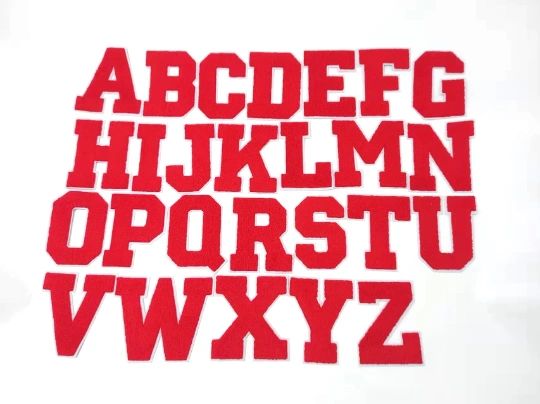 5 Inch Chenille Letters w/ White Background: Pick Letter / Color