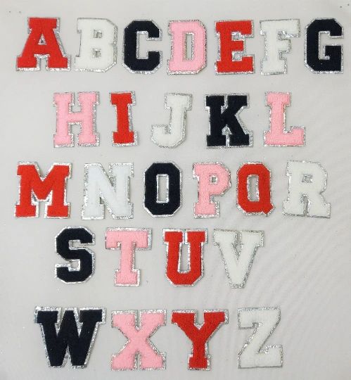 3 Inch Chenille Letter with Silver Glitter Border: Pick Your Letter/ Color