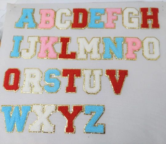 3 Inch Chenille Letter with Gold Glitter Border: Pick Your Letter/ Color