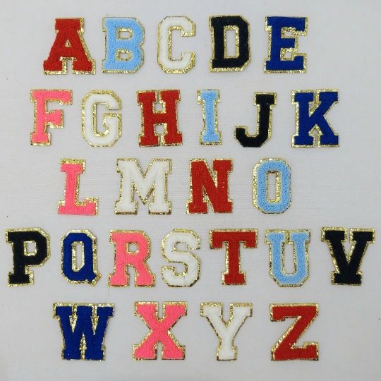 2 Inch Chenille Letter with Gold Glitter Border: Pick Your Letter/ Color