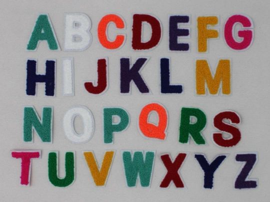 2 Inch Chenille Letters w/ White Background - Multiple Colors