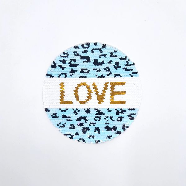 Flippable Sequin Patch: Love Blue to Purple