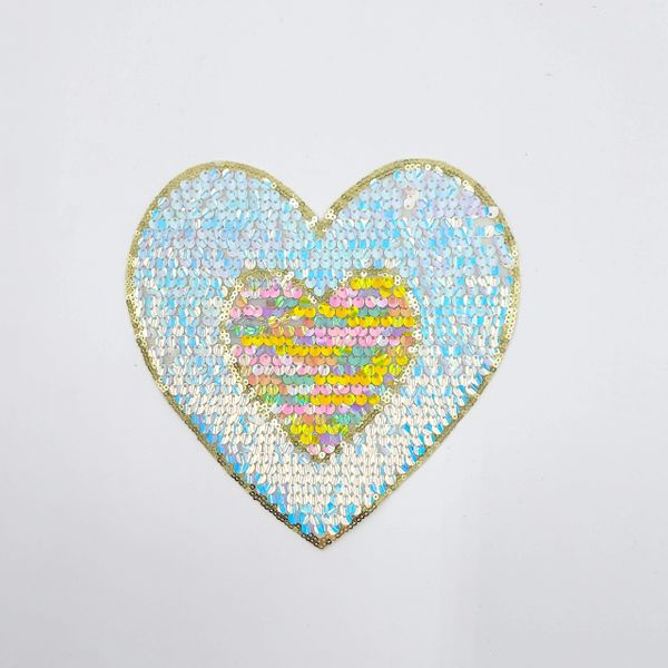 Sequin Patch: Colorful Mermaid Scale Heart