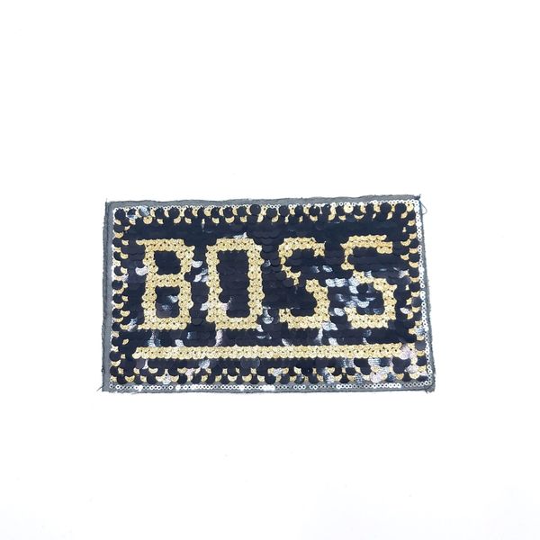 Sequin Patch: Black and Gold BOSS