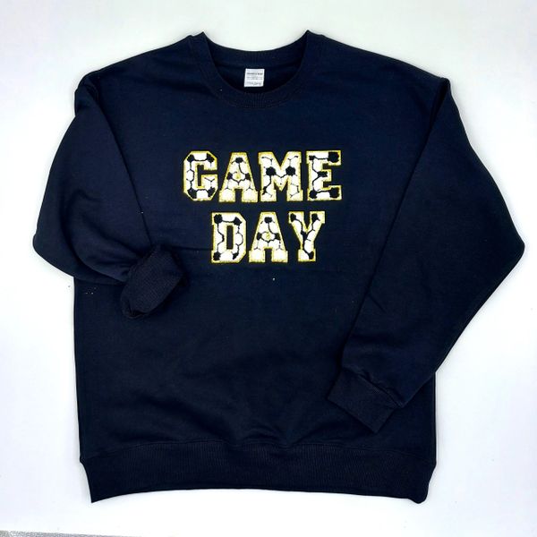 Sports Soccer Glitter GAME DAY Chenille Crewneck Sweatshirt Hoodie Pullover