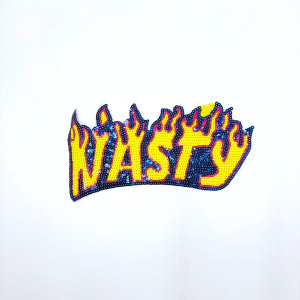 Sequin Patch: Flaming "Nasty"