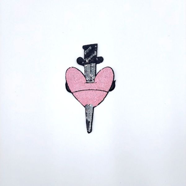 Sequin Patch: Heart with Dagger