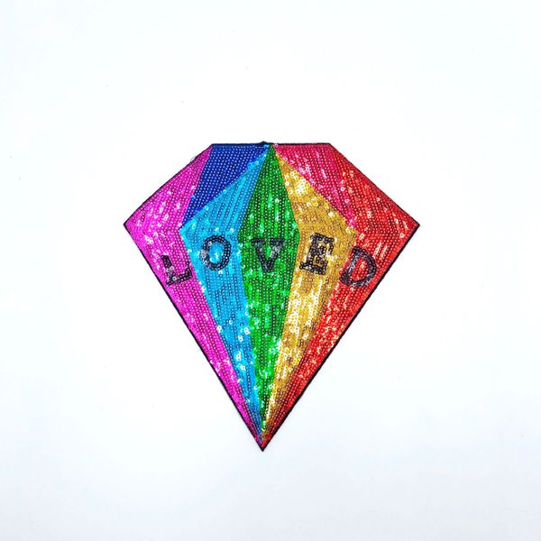 Sequin Patch: Colorful Diamond "Loved"