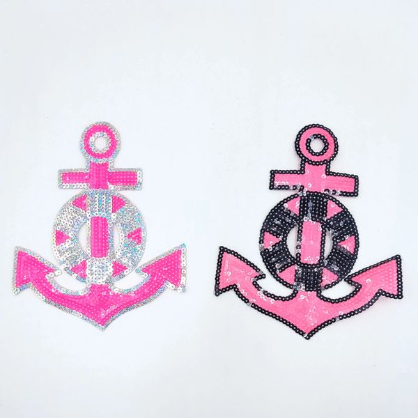 Sequin Patch: Pink and Silver or Black Anchor