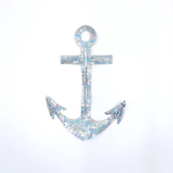 Sequin Patch: Silver Anchor