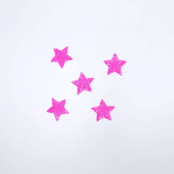 Sequin Patch: Set of 5 Pink Stars