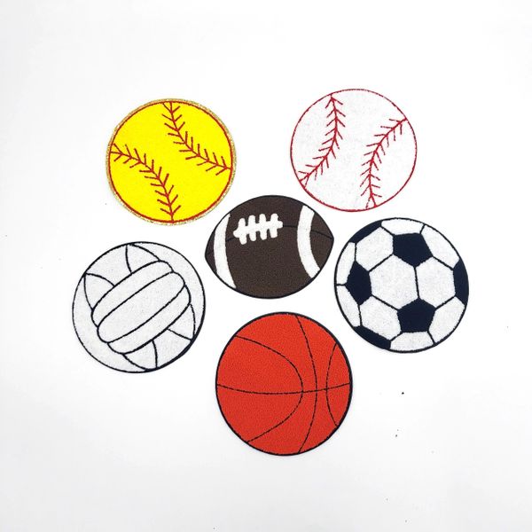 Sports Balls Softball Baseball Football Soccer Volleyball Basketball (Big and Small): Chenille Patch