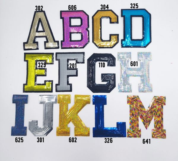 8" A TO Z Sequin Letter Patch: Choose Letter and Color