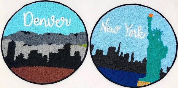 Large City Landmark Chenille Souvenir Patch: New York City and Denver - 9 inch