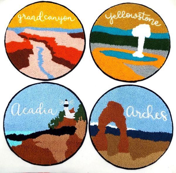 Large Landmark Chenille Souvenir Patch National Parks: Grand Canyon, Yellowstone, Arches, Acadia - 9 in