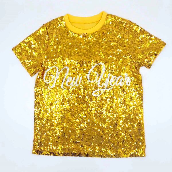 Adult Sequin Shirts Gold and White New Year