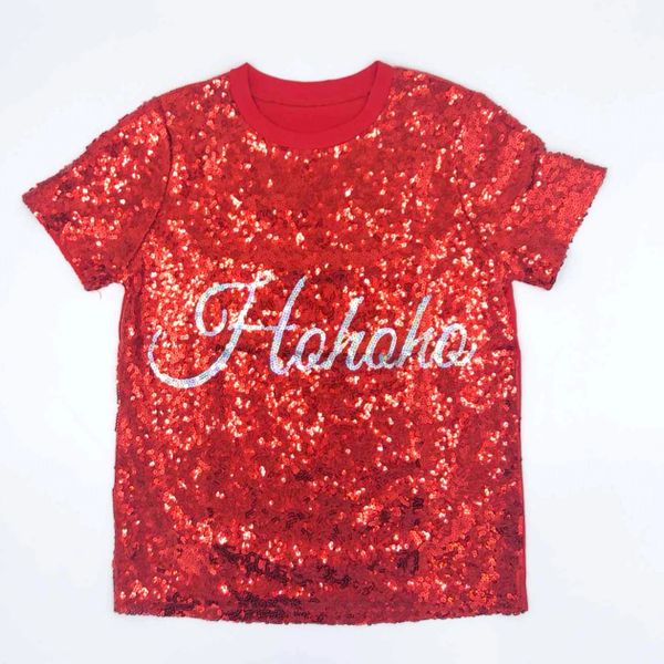 Adult Sequin Shirts Red and Silver Hohoho