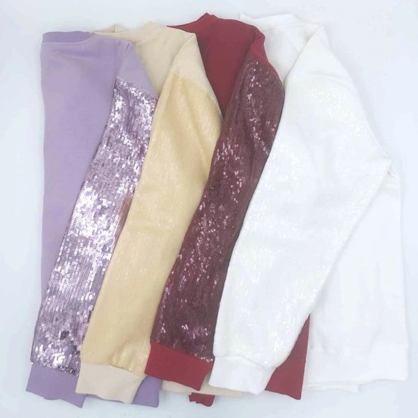 Blank Adult Sequin Long Sleeve Sweater Purple, White, Tan and Burgundy