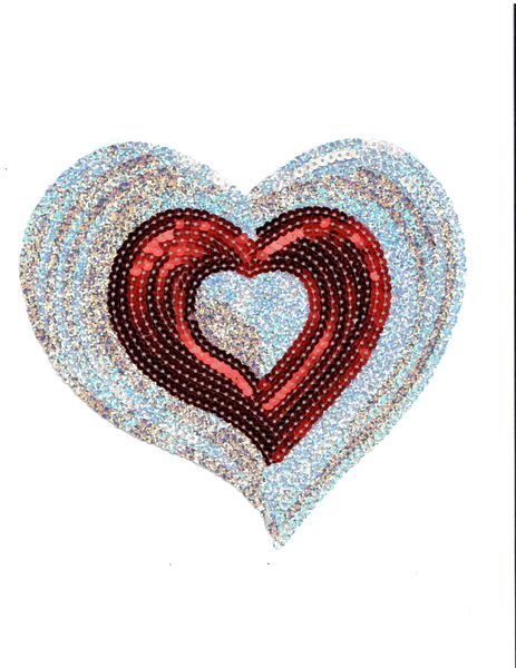 Red and Silver Heart: Sequin Patch