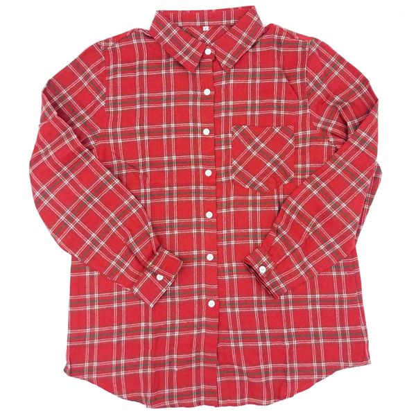 Blank Adult Long Sleeve Button Up Shirt Checkered Print Flannel